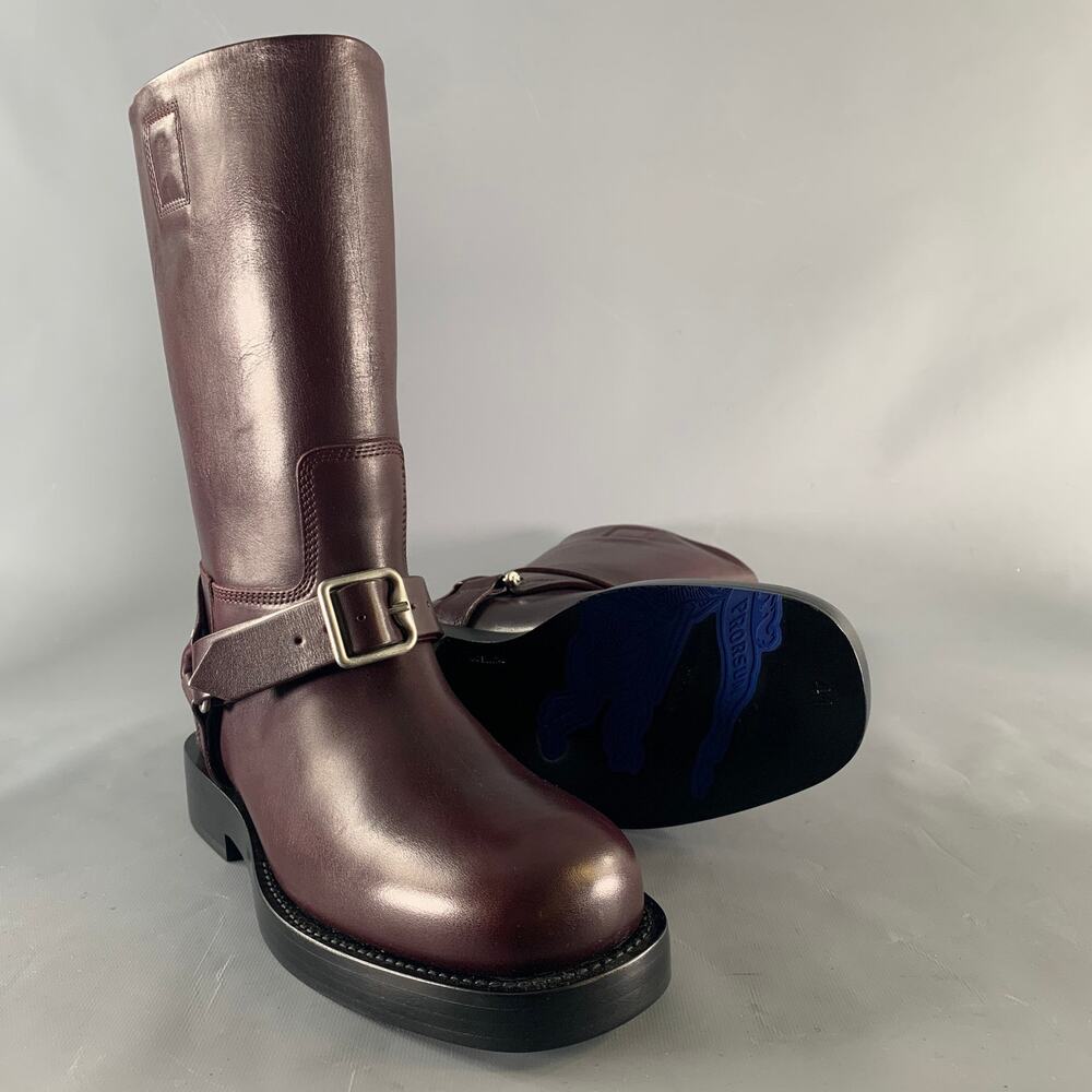 BURBERRY Size 8 Burgundy Leather Pull On Boots - Picture 5 of 8